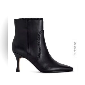 Express Heel Bootie Women's 9 Black Leather Braided Side Zip NWT